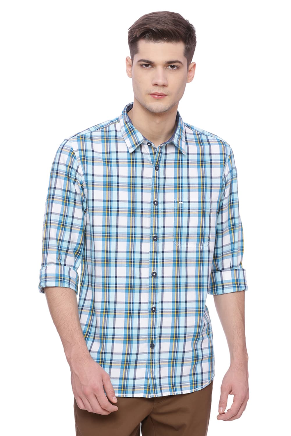 BASICS SLIM FIT CHECKS SHIRT