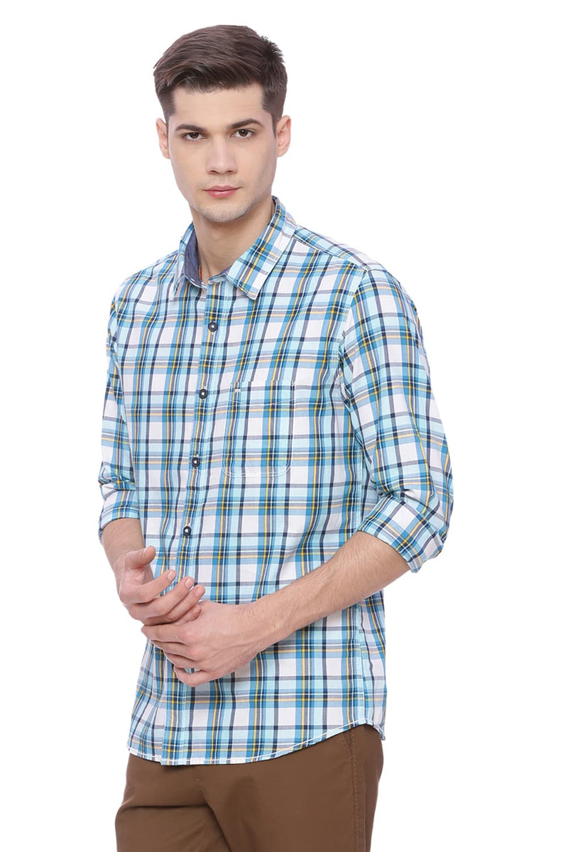 BASICS SLIM FIT CHECKS SHIRT