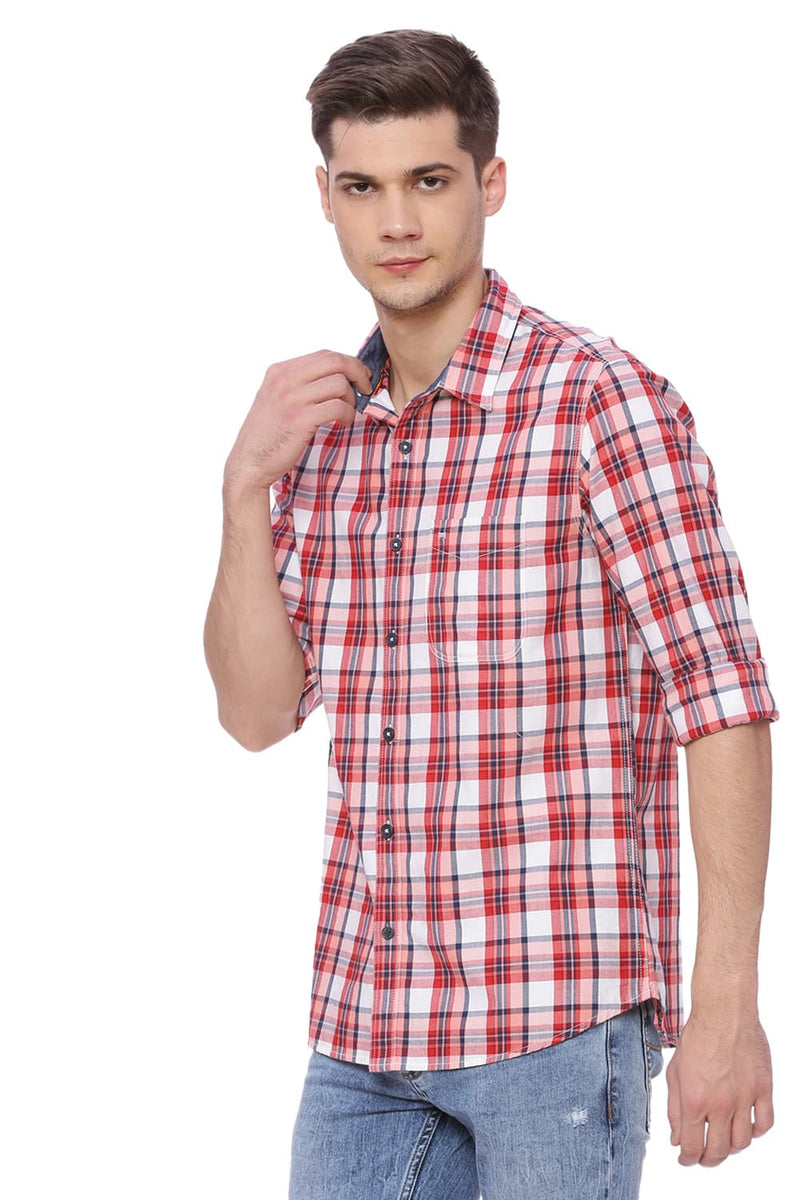 BASICS SLIM FIT CHECKS SHIRT