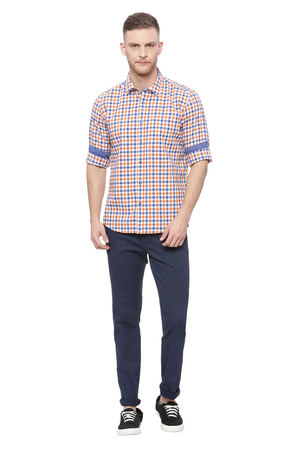 BASICS SLIM FIT CHECKS SHIRT