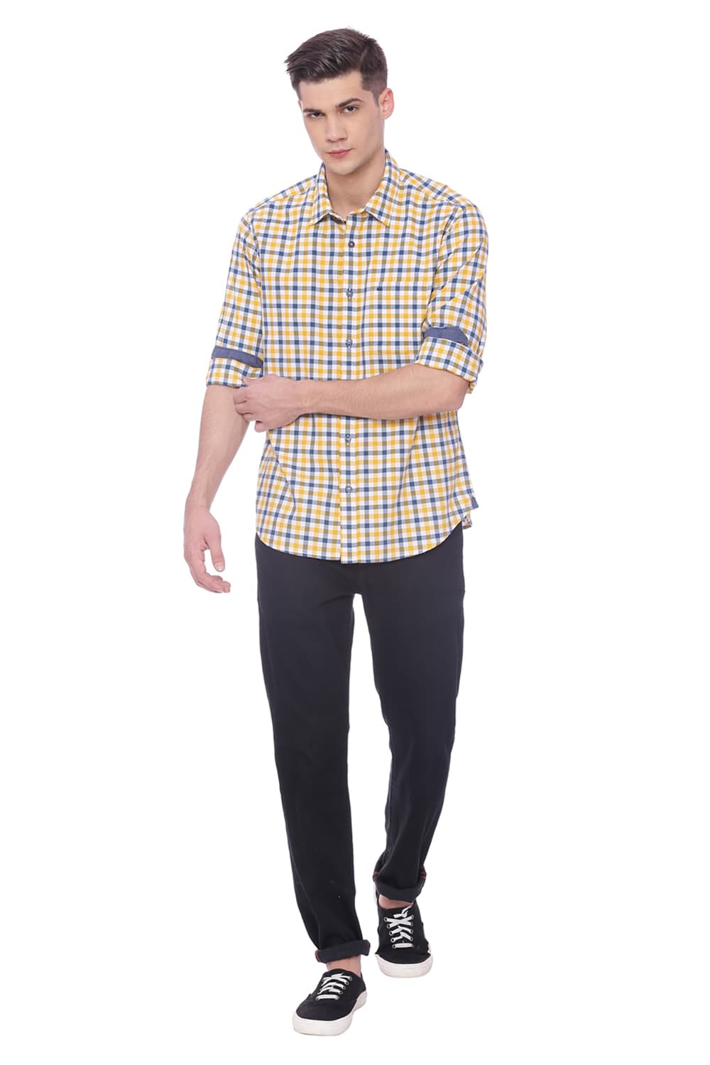 BASICS SLIM FIT CHECKS SHIRT