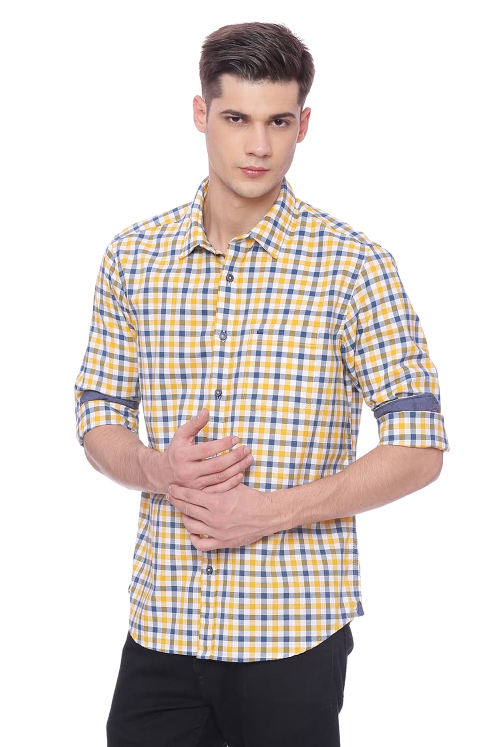 BASICS SLIM FIT CHECKS SHIRT