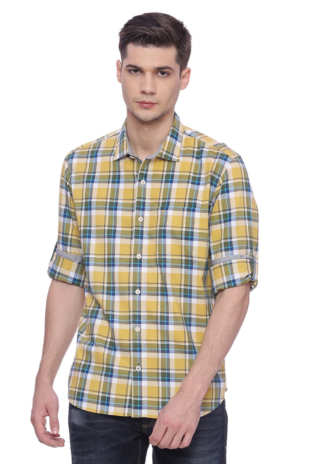 BASICS SLIM FIT CHECKS SHIRT