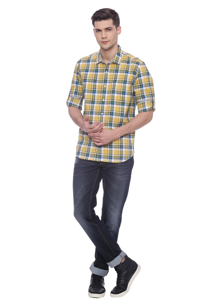 BASICS SLIM FIT CHECKS SHIRT