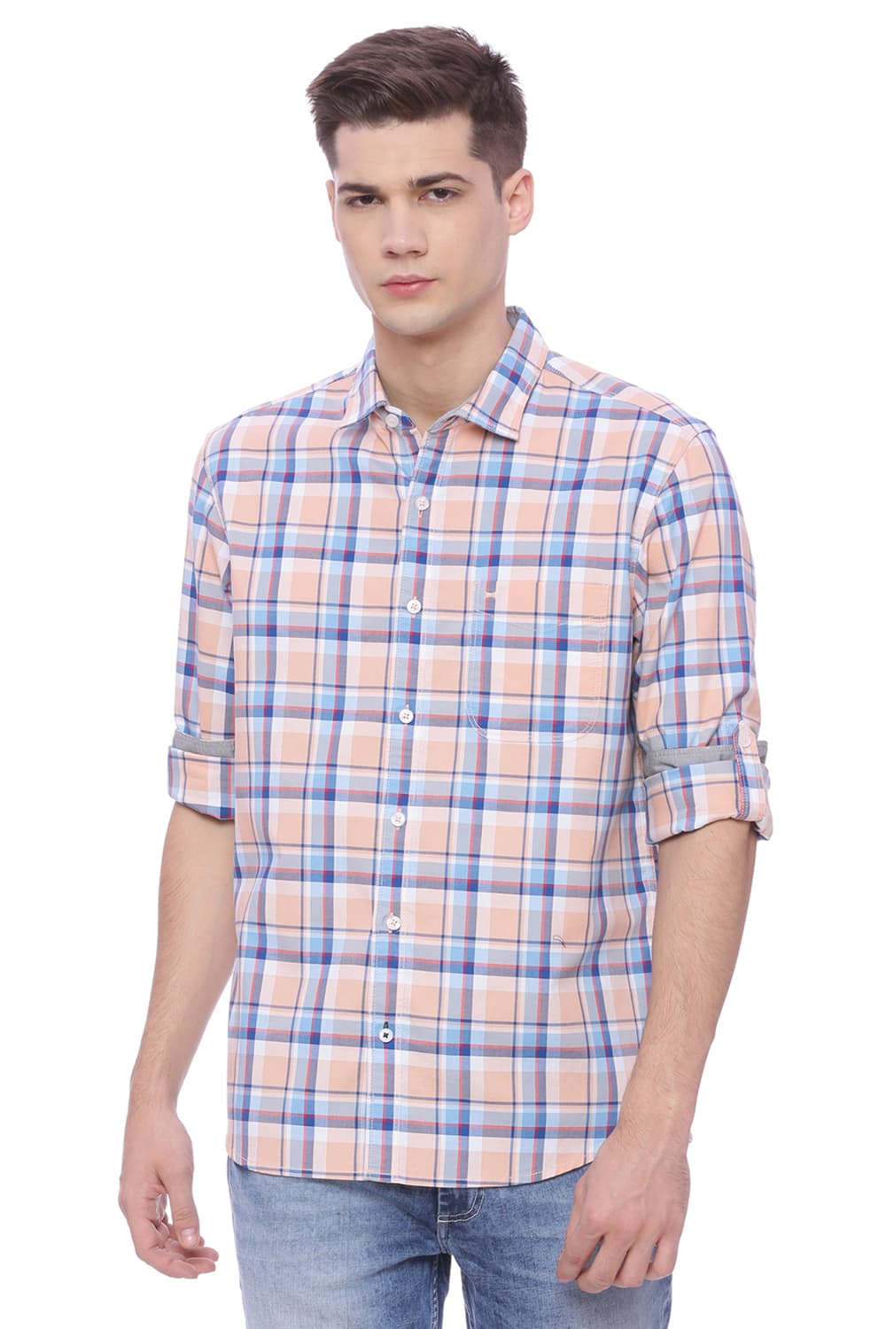 BASICS SLIM FIT CHECKS SHIRT