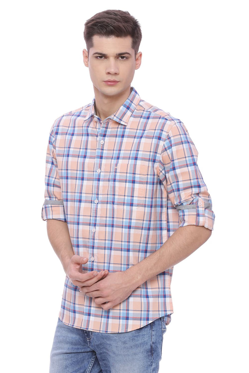 BASICS SLIM FIT CHECKS SHIRT