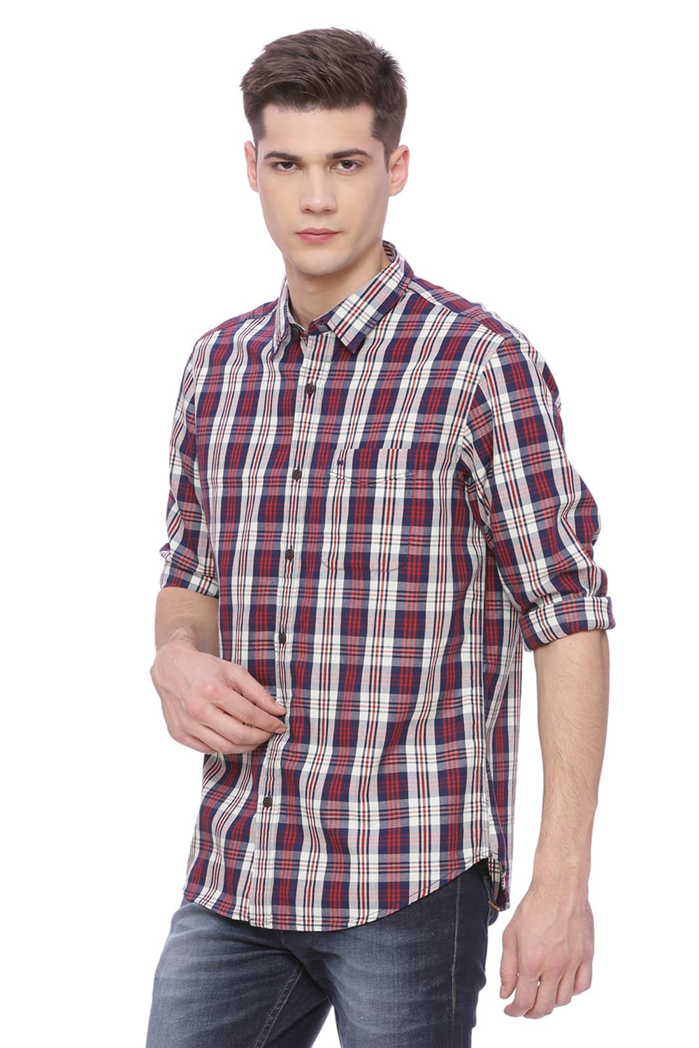 BASICS SLIM FIT CHECKS SHIRT