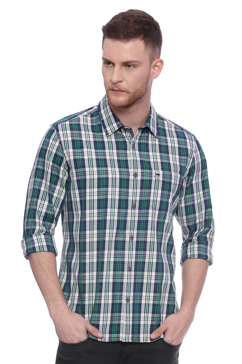 BASICS SLIM FIT CHECKS SHIRT