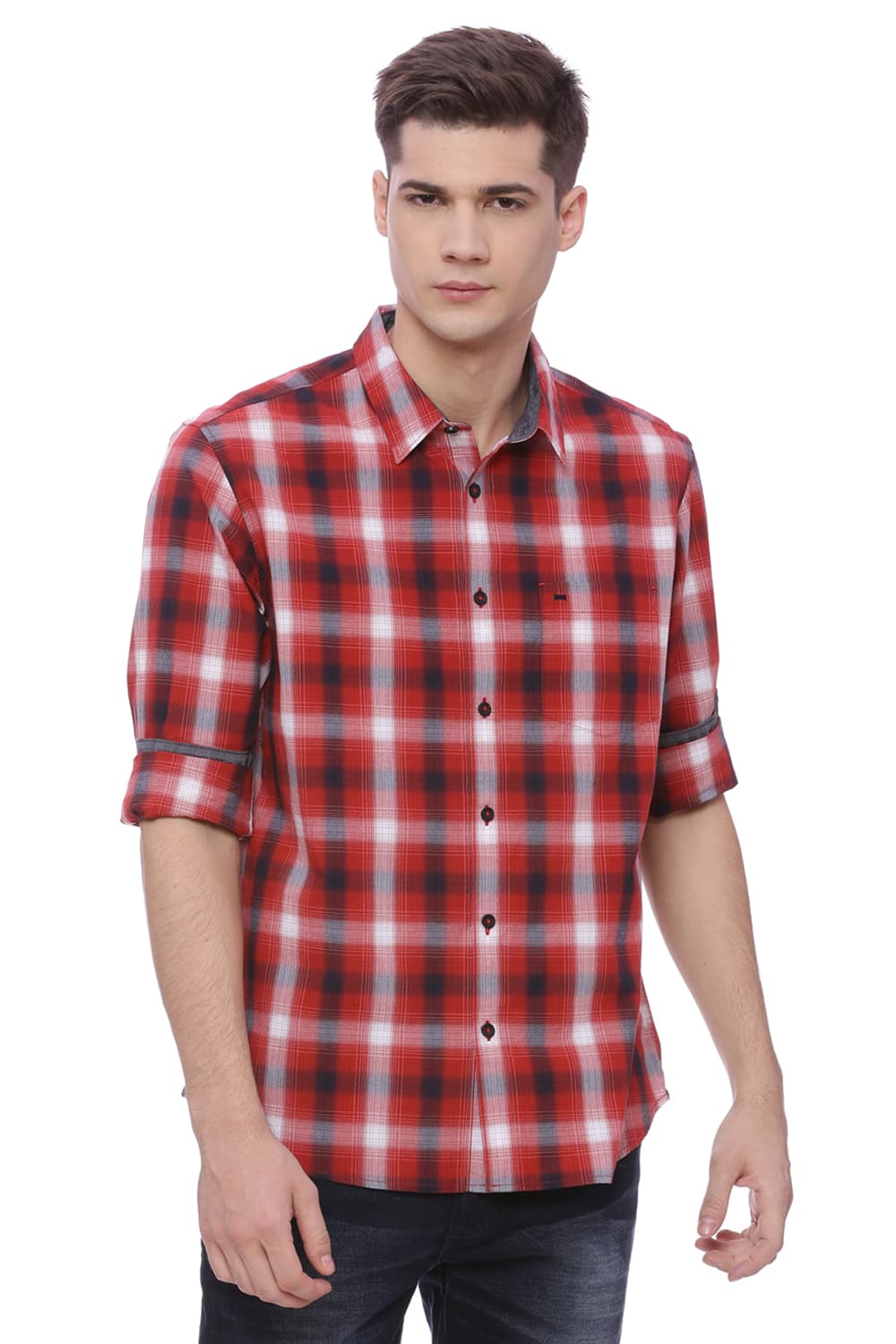 BASICS SLIM FIT CHECKS SHIRT