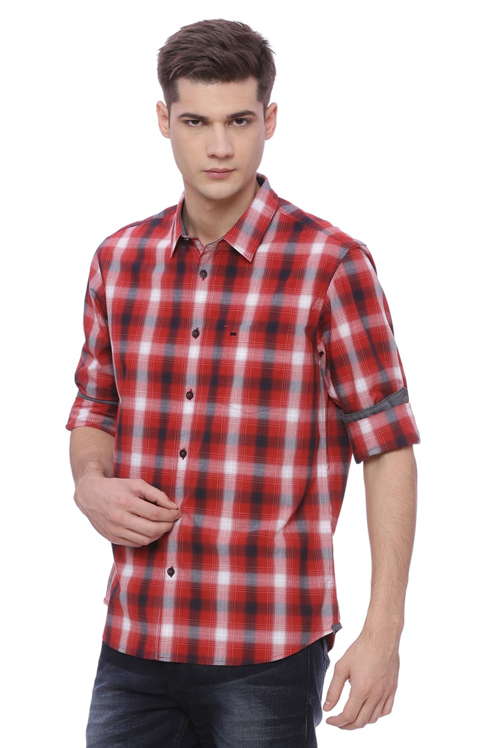 BASICS SLIM FIT CHECKS SHIRT