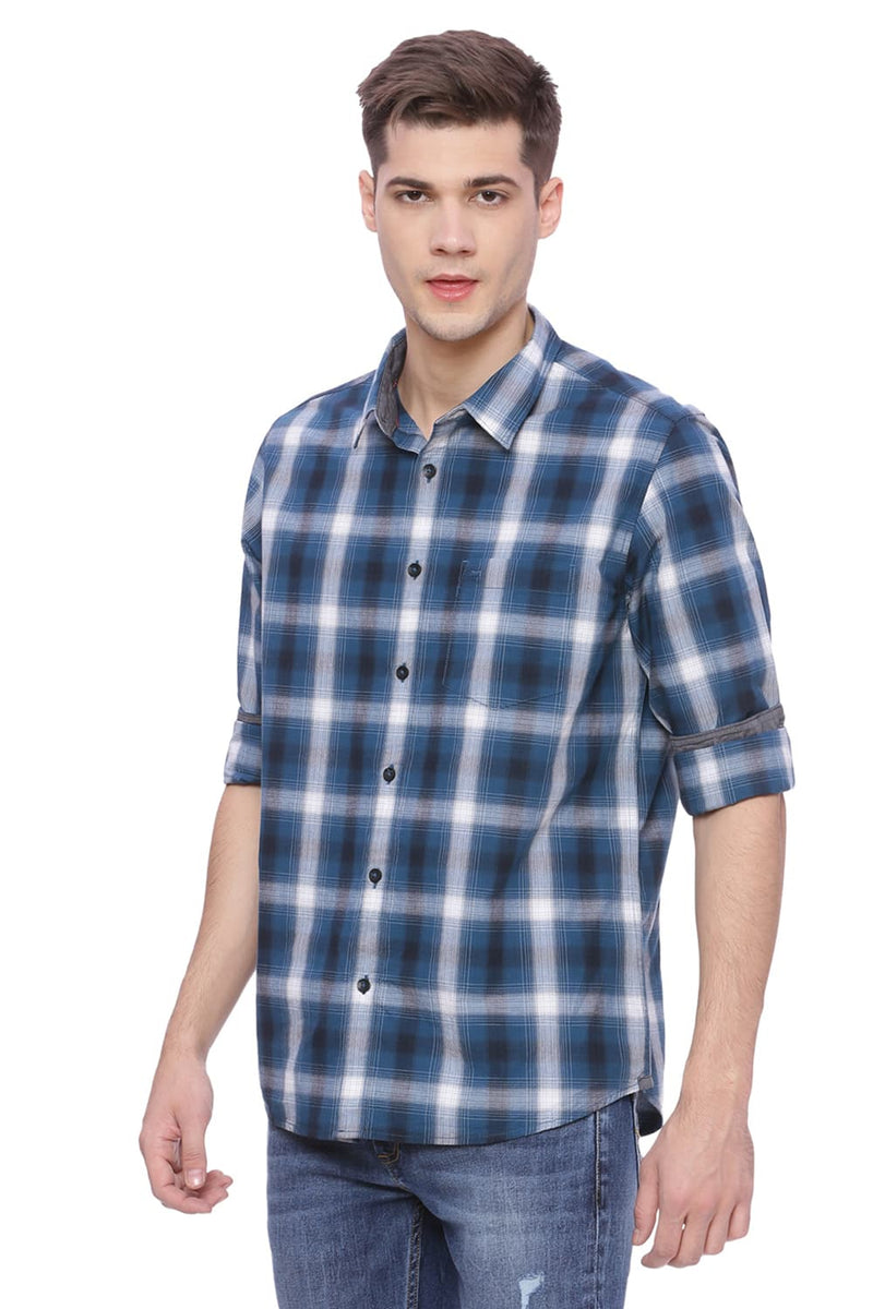 BASICS SLIM FIT CHECKS SHIRT