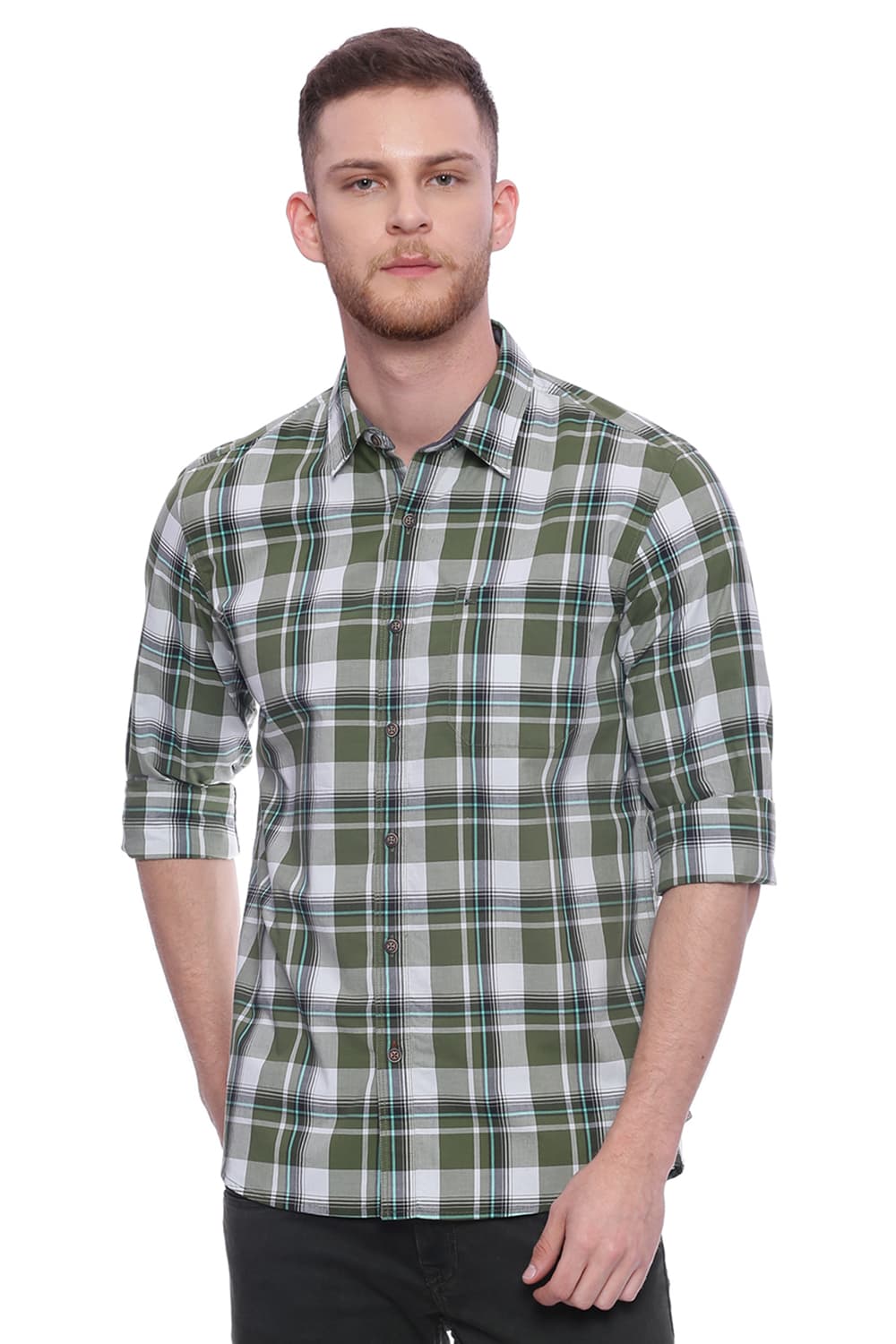 BASICS SLIM FIT CHECKS SHIRT