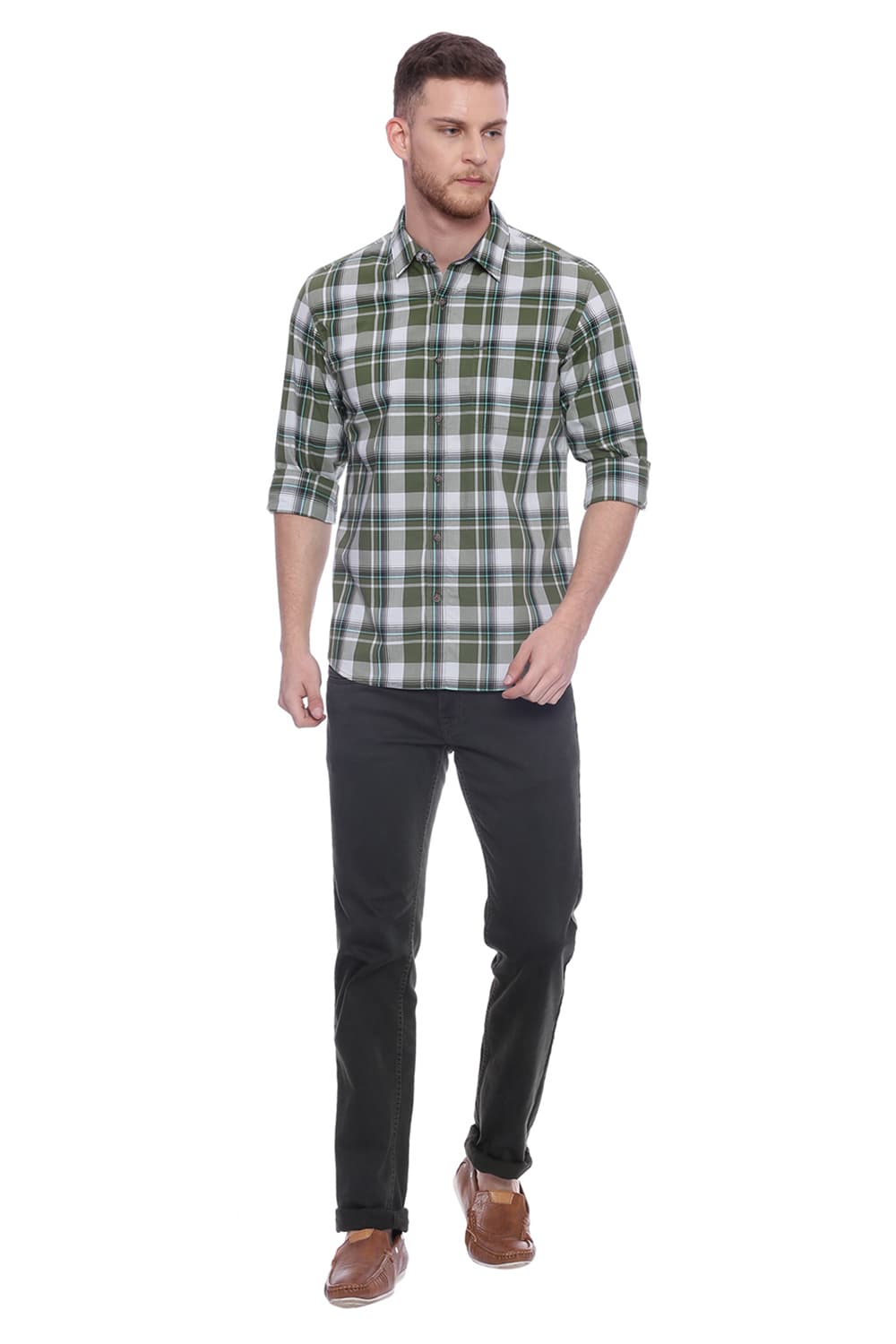 BASICS SLIM FIT CHECKS SHIRT