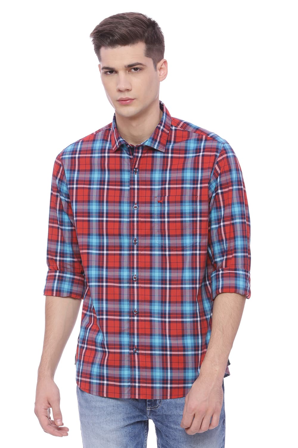 BASICS SLIM FIT CHECKS SHIRT