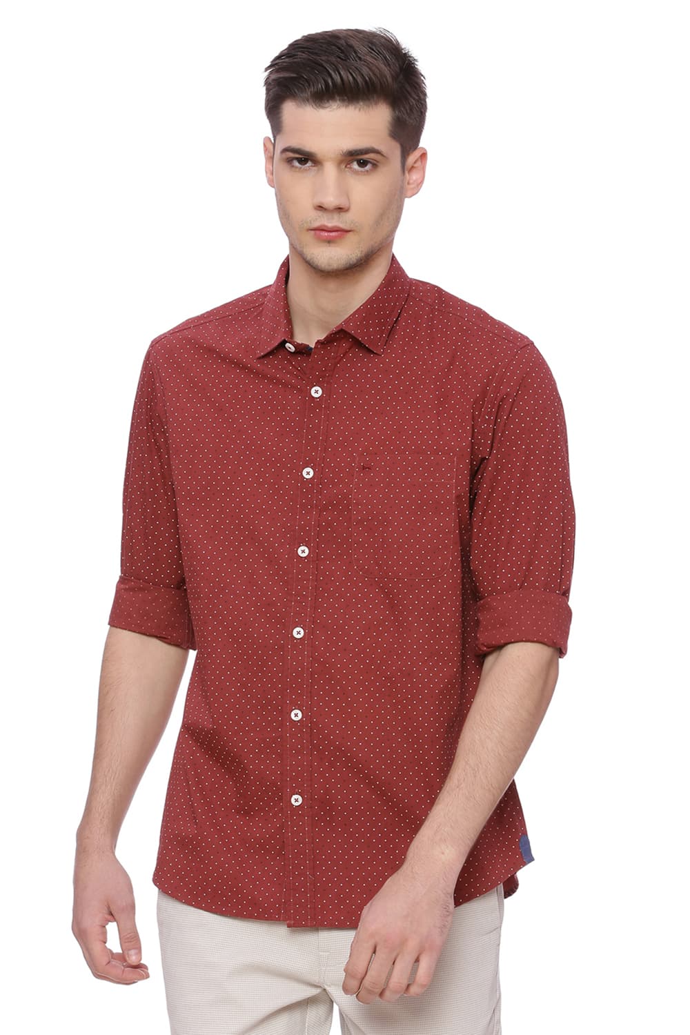 BASICS SLIM FIT PRINTED SHIRT