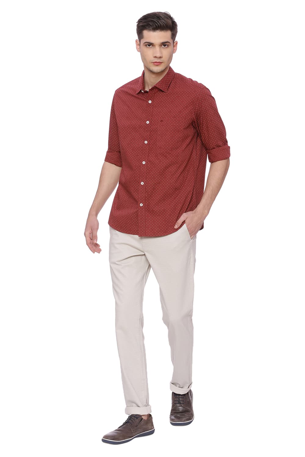 BASICS SLIM FIT PRINTED SHIRT