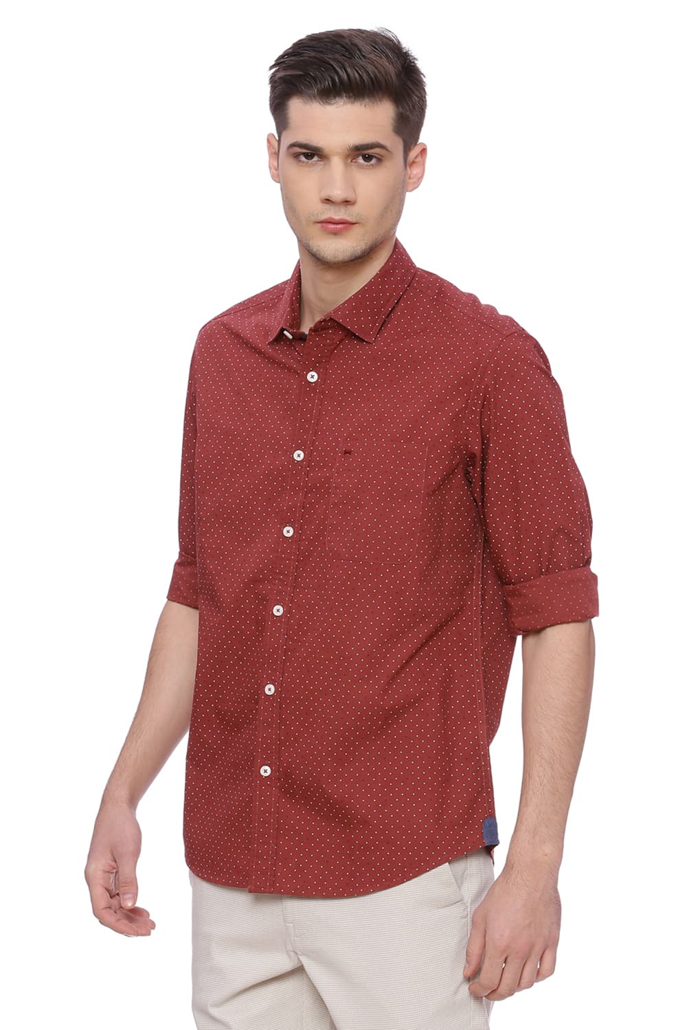 BASICS SLIM FIT PRINTED SHIRT