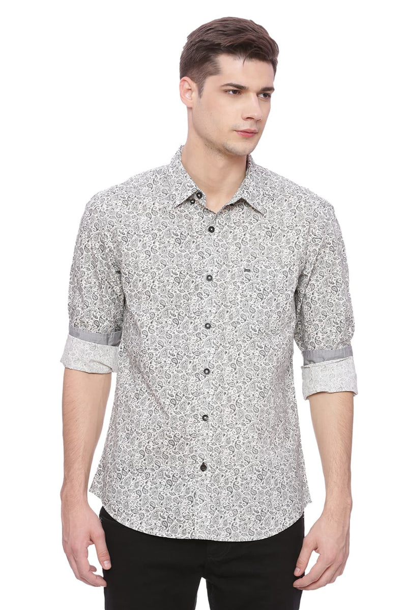 BASICS SLIM FIT PRINTED SHIRT