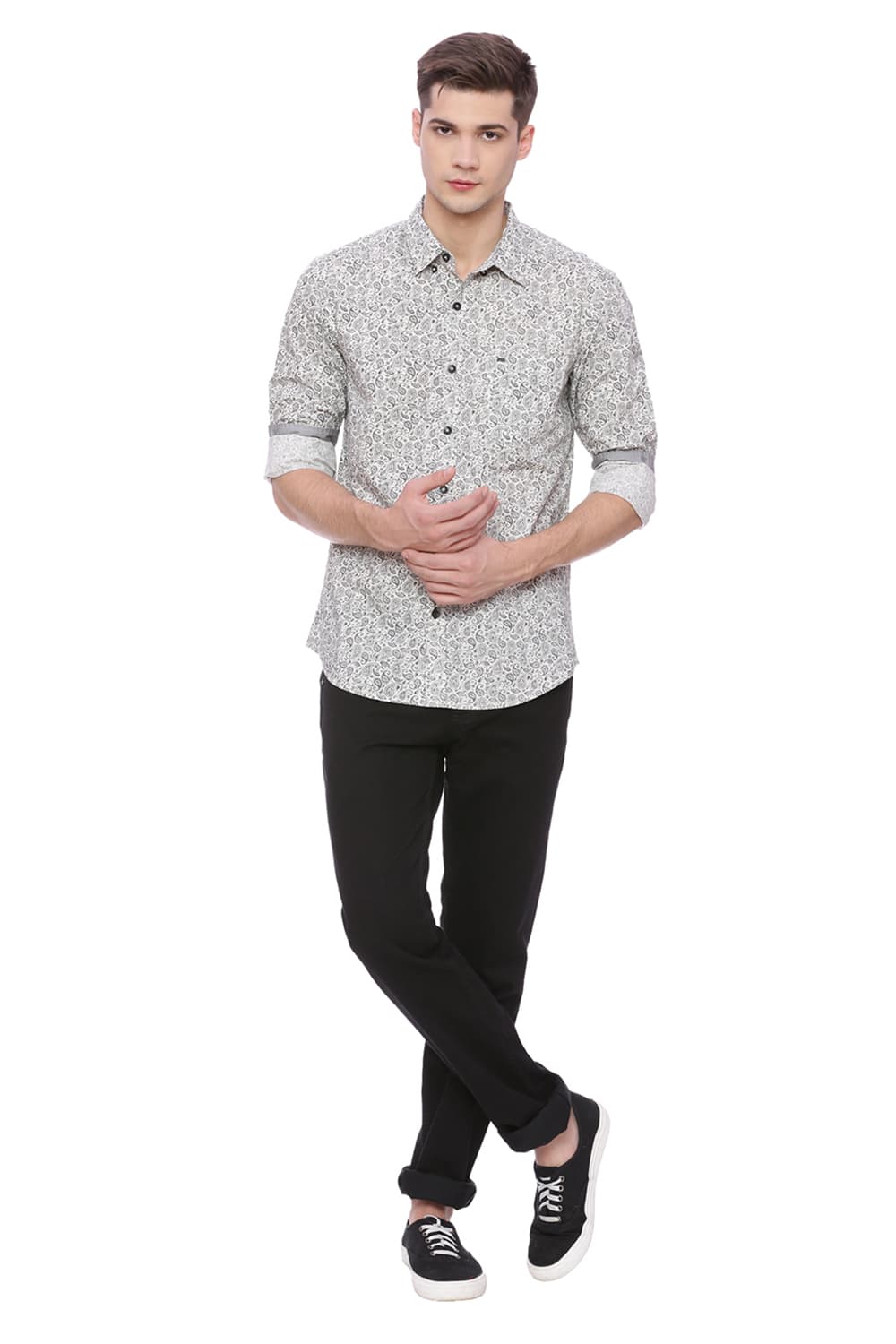 BASICS SLIM FIT PRINTED SHIRT