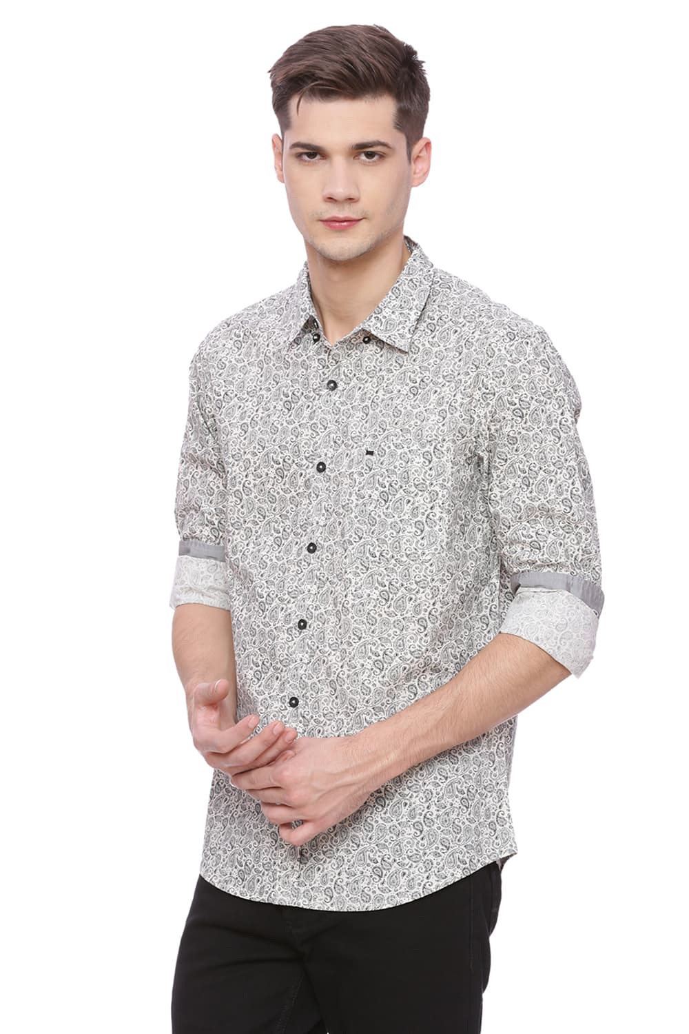 BASICS SLIM FIT PRINTED SHIRT