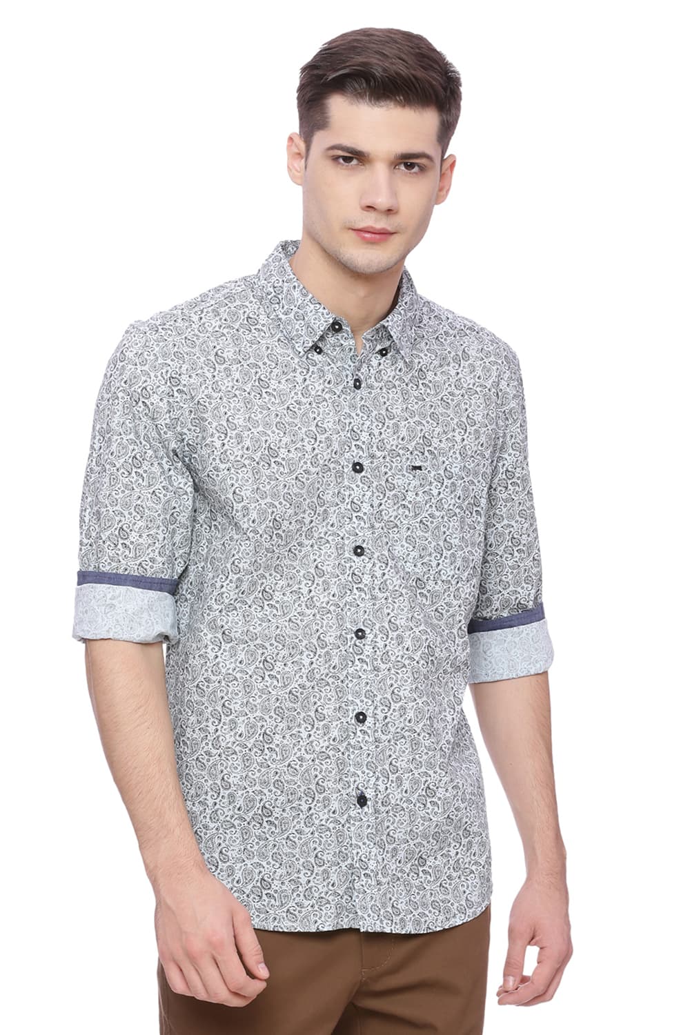 BASICS SLIM FIT PRINTED SHIRT