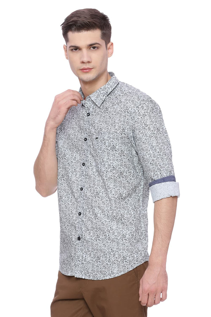 BASICS SLIM FIT PRINTED SHIRT