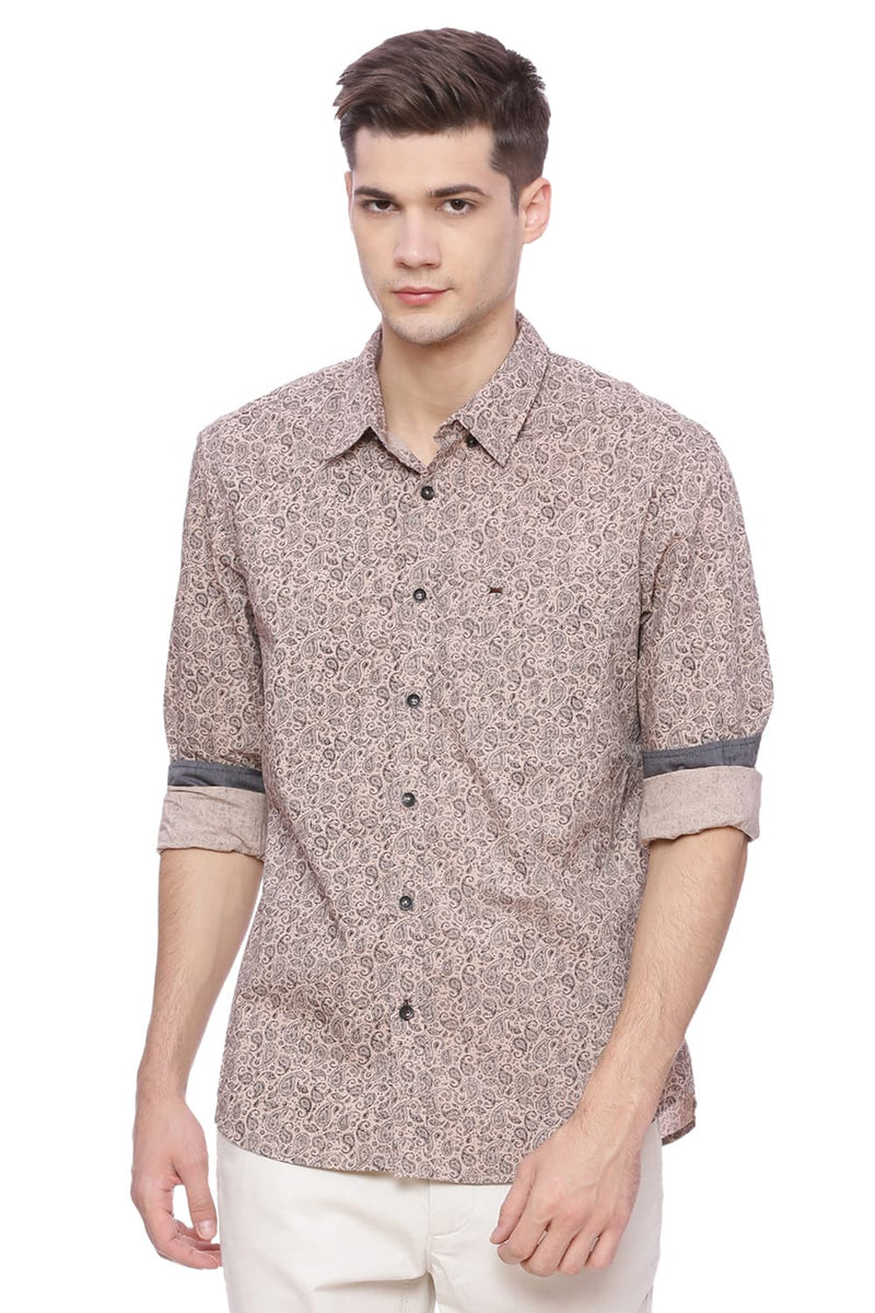 BASICS SLIM FIT PRINTED SHIRT