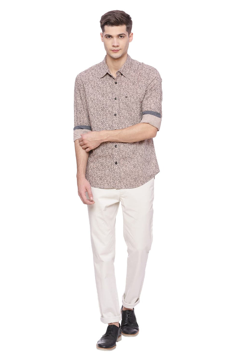 BASICS SLIM FIT PRINTED SHIRT