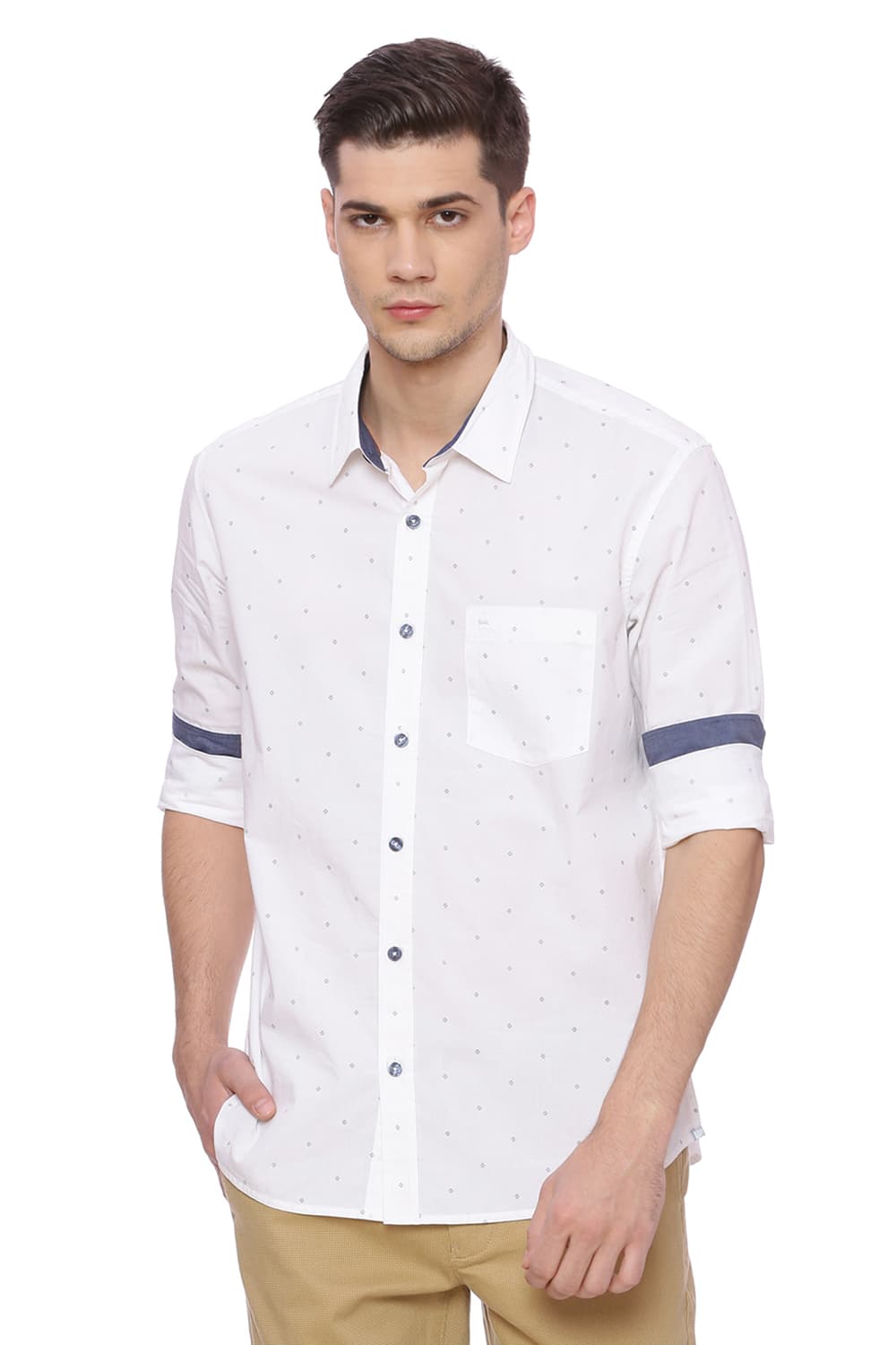 BASICS SLIM FIT PRINTED SHIRT