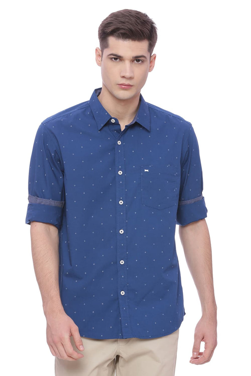 BASICS SLIM FIT PRINTED SHIRT