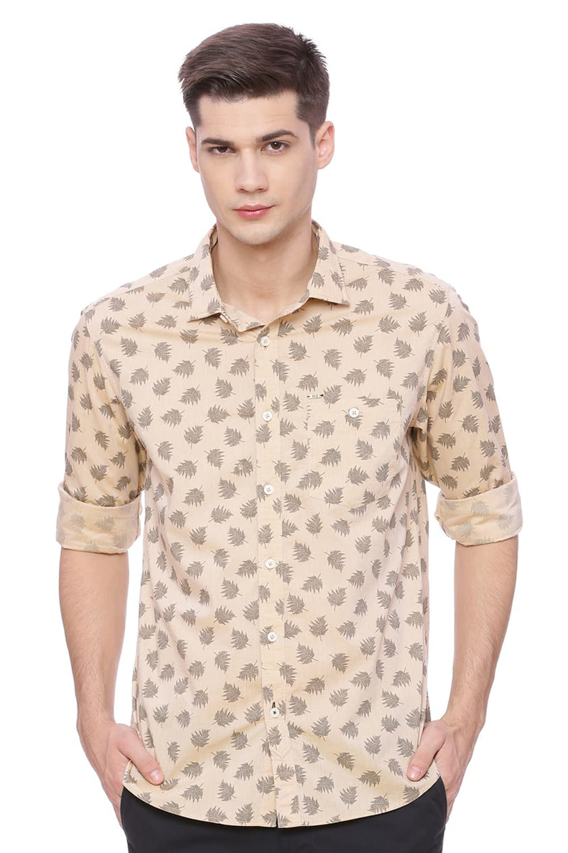 BASICS SLIM FIT PRINTED SHIRT