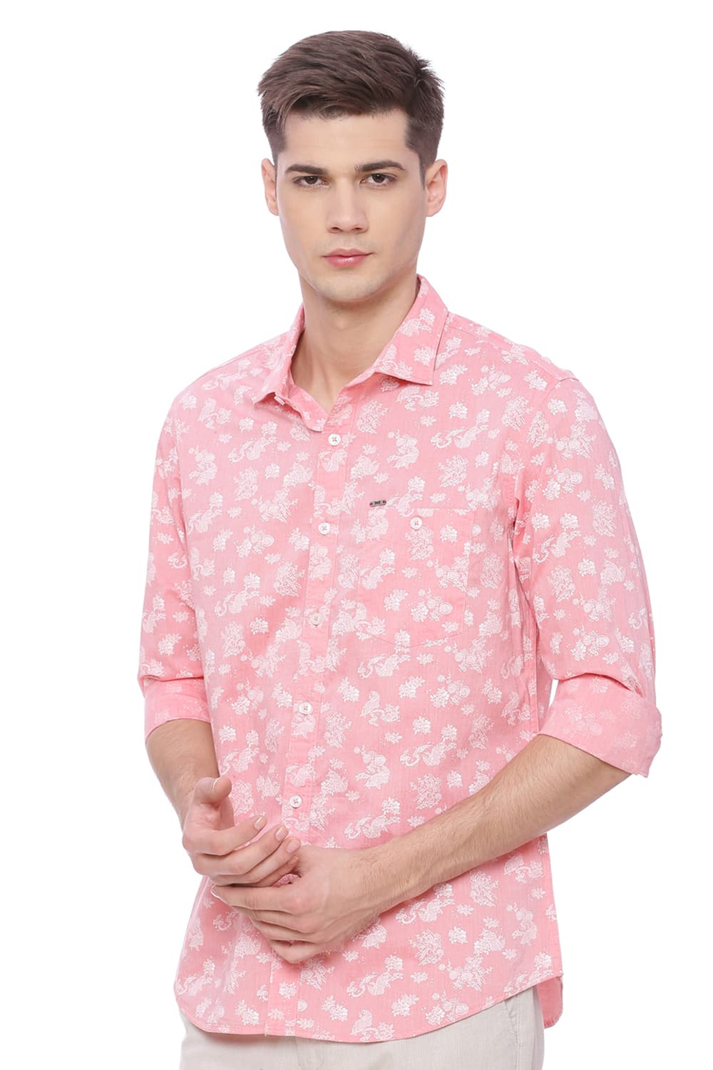 BASICS SLIM FIT PRINTED SHIRT