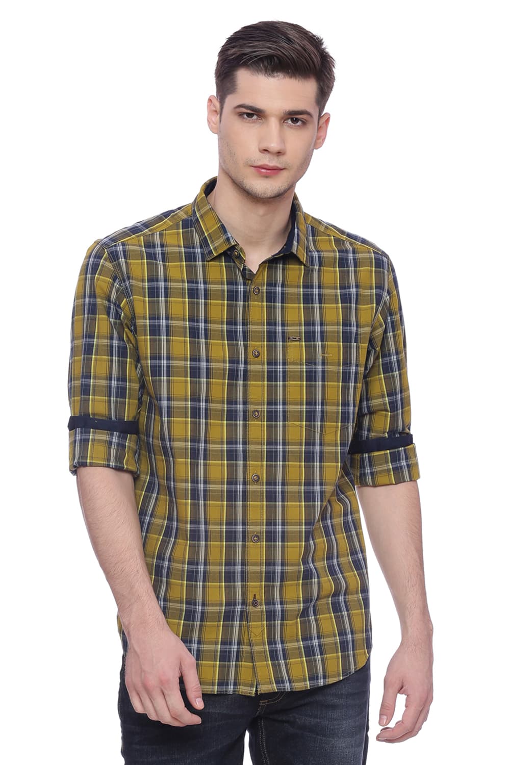 BASICS SLIM FIT CHECKS SHIRT