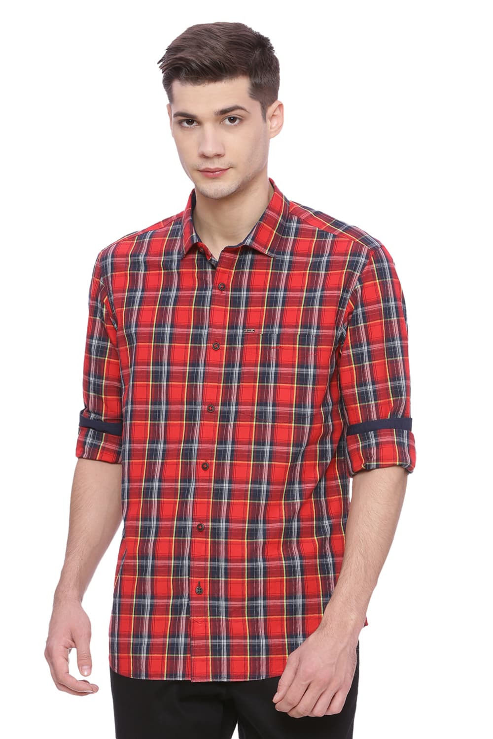 BASICS SLIM FIT CHECKS SHIRT