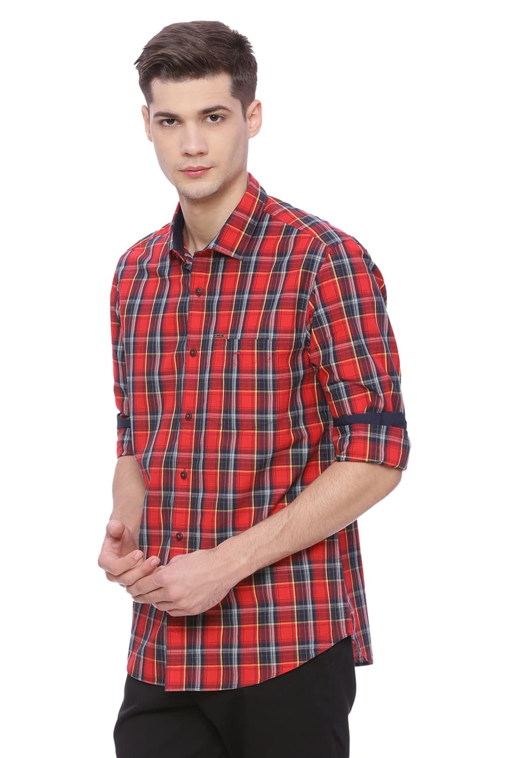 BASICS SLIM FIT CHECKS SHIRT