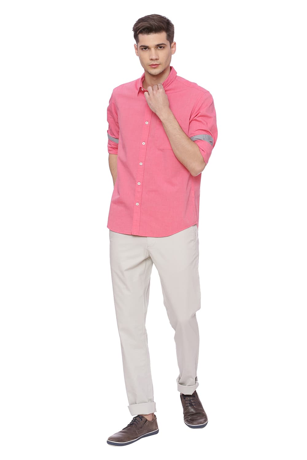 BASICS SLIM FIT FIL A FIL SHIRT