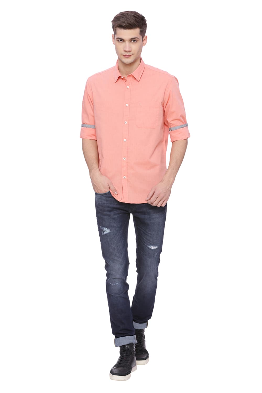 BASICS SLIM FIT FIL A FIL SHIRT