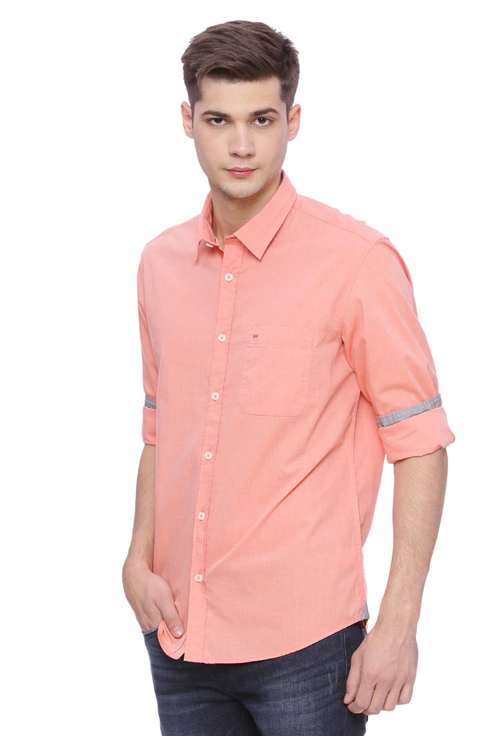 BASICS SLIM FIT FIL A FIL SHIRT