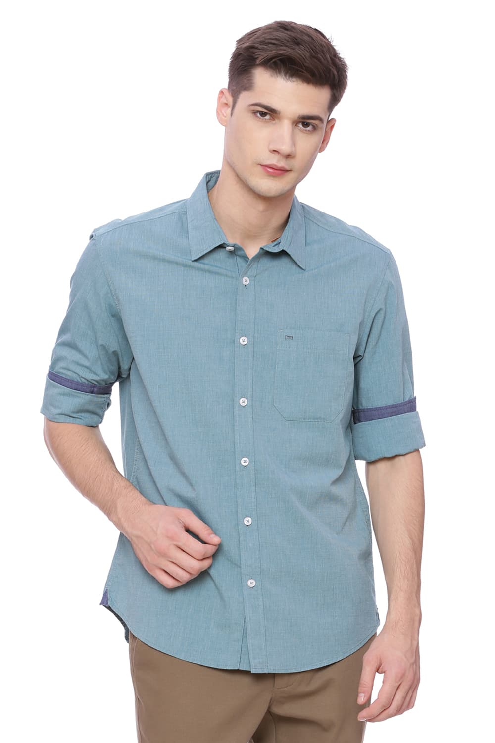 BASICS SLIM FIT FIL A FIL SHIRT