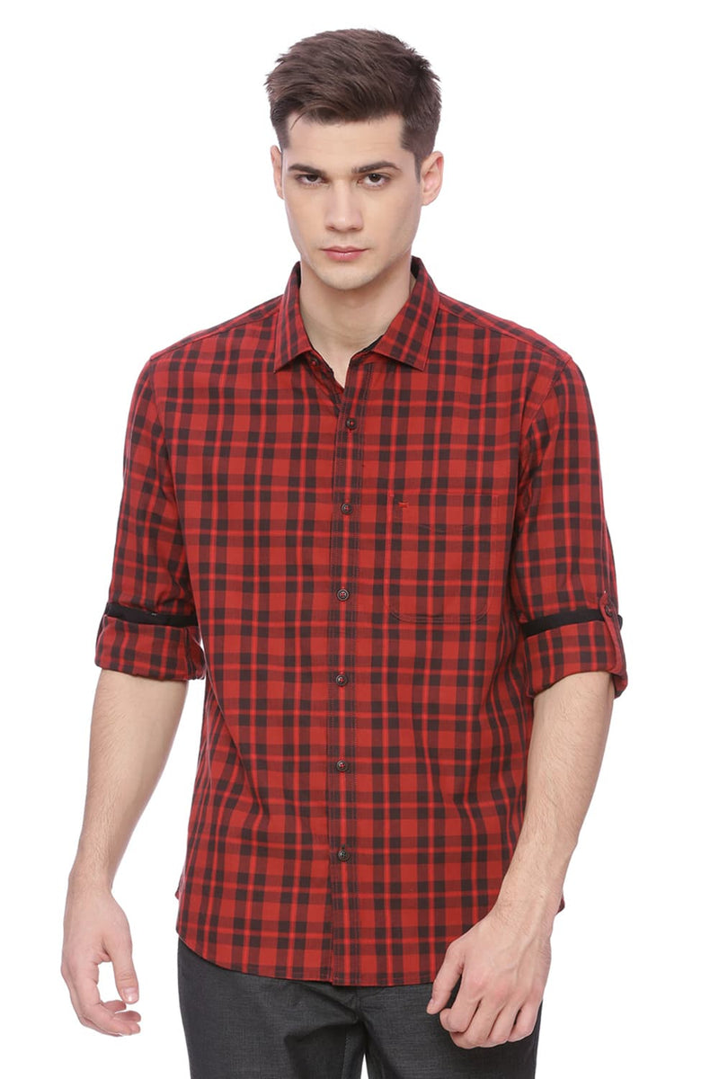 BASICS SLIM FIT CHECKS SHIRT