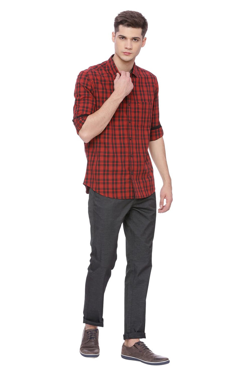 BASICS SLIM FIT CHECKS SHIRT