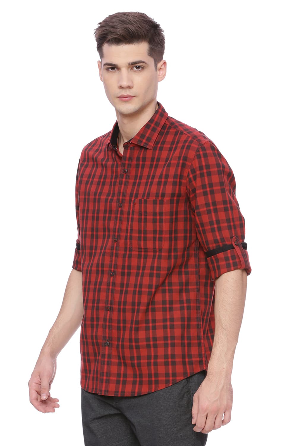 BASICS SLIM FIT CHECKS SHIRT