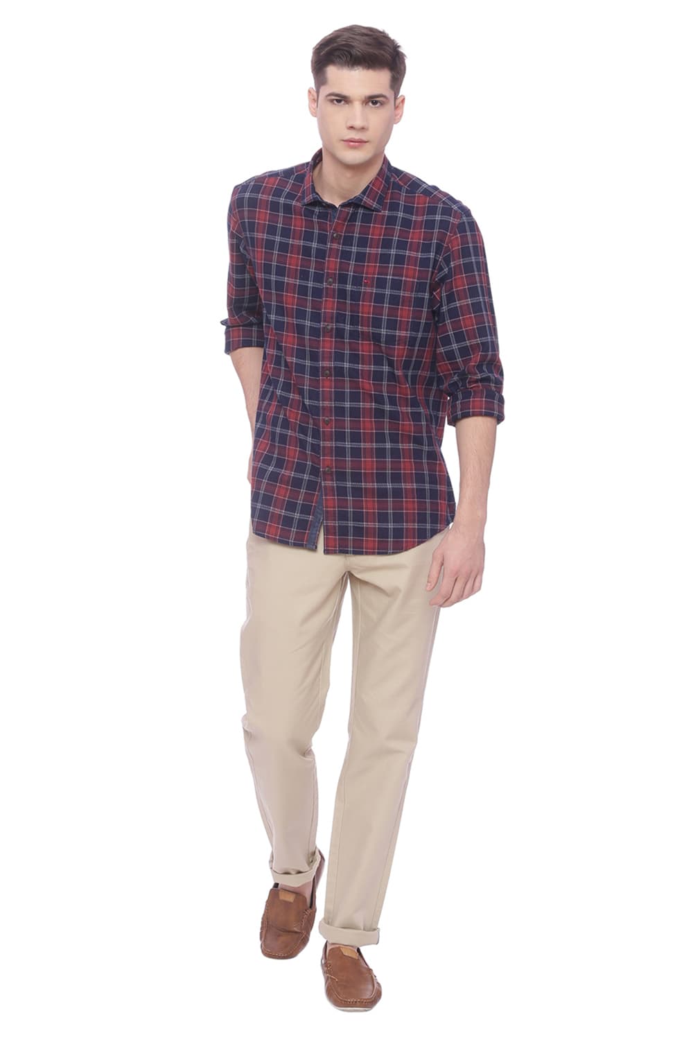 BASICS SLIM FIT CHECKS SHIRT