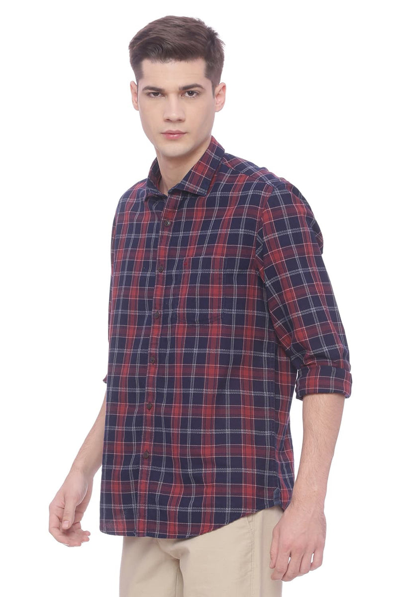 BASICS SLIM FIT CHECKS SHIRT