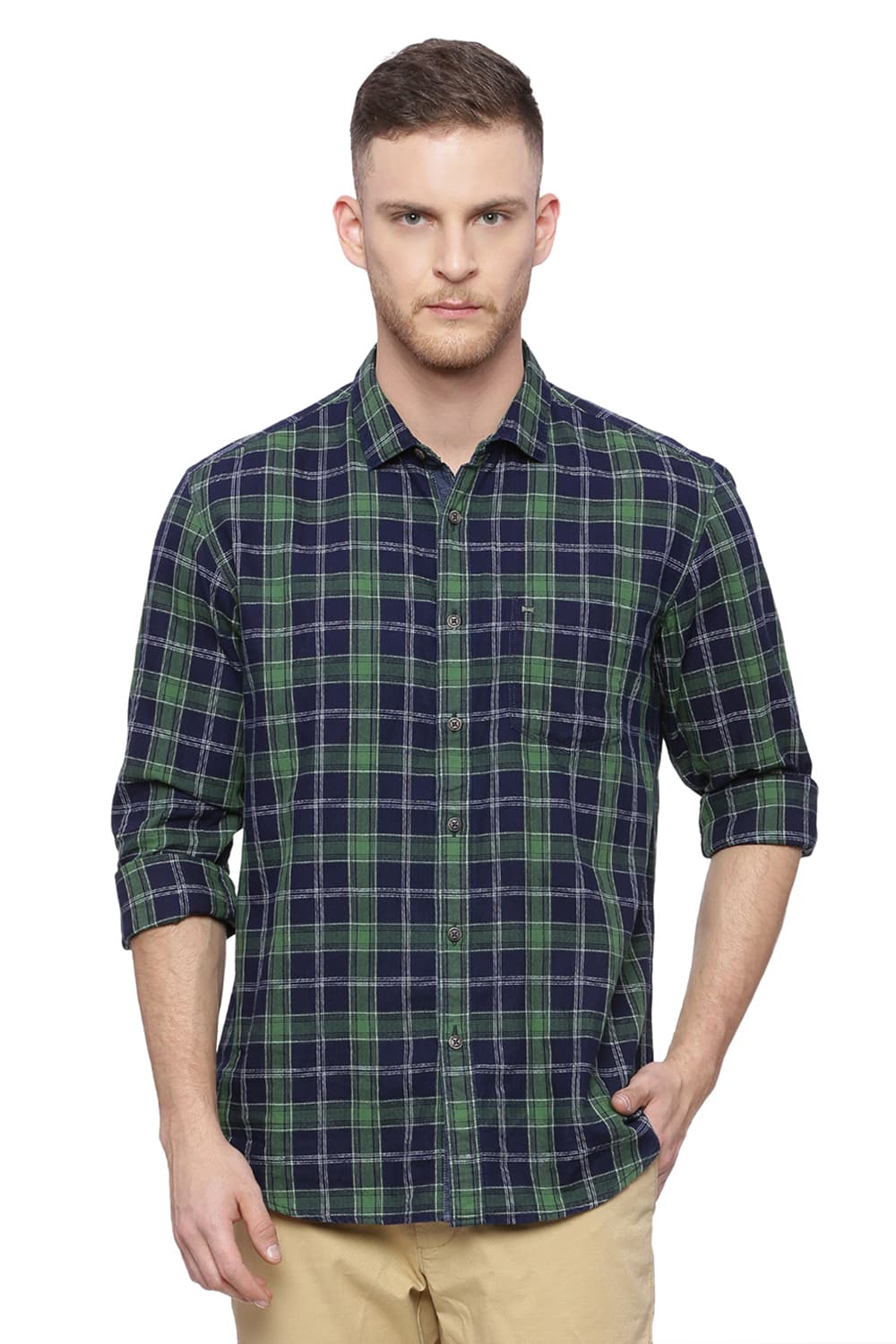 BASICS SLIM FIT CHECKS SHIRT