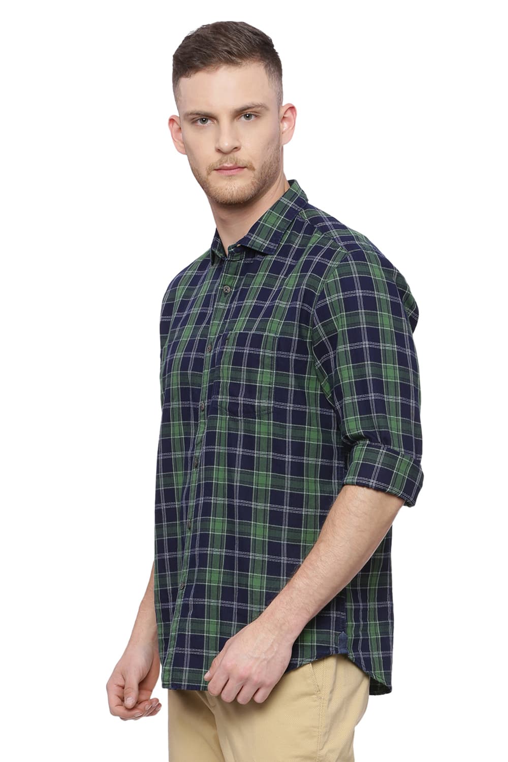 BASICS SLIM FIT CHECKS SHIRT