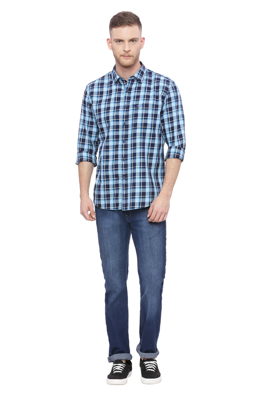 BASICS SLIM FIT CHECKS SHIRT