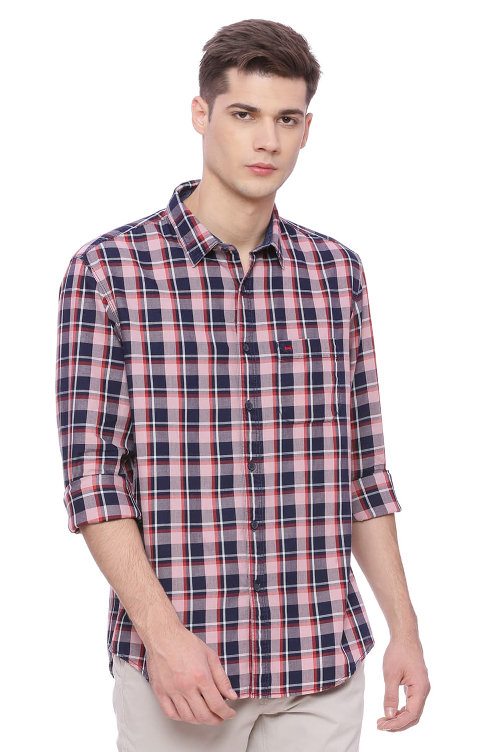 BASICS SLIM FIT CHECKS SHIRT