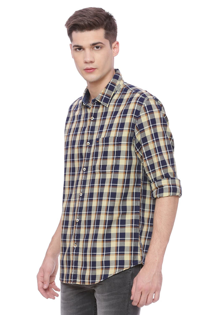 BASICS SLIM FIT CHECKS SHIRT