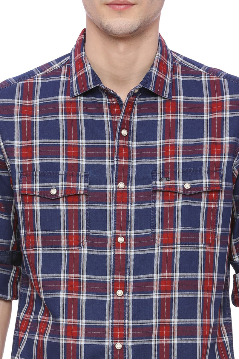 BASICS SLIM FIT CHECKS SHIRT